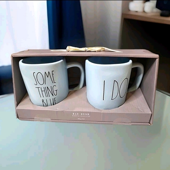 Rae Dunn wedding collection 19.5 ounce Mug set, I DO & SOMETHING BLUE coffee - Picture 1 of 5
